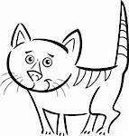 Cartoon Illustration of Cute Tabby Cat or Kitten for Coloring Book