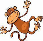 Cartoon Humorous Illustration of Cute Funny Monkey