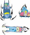 Winter sports: Bobsleigh, Skeleton and Luge. Set of color vector illustrations.