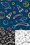 Easy editable seamless pattern with planets and stars