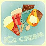 Ice cream retro card - Cover Ice Cream Menu  - vector illustration