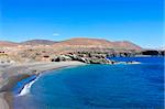 Caleta Negra, une plage de sable noir en Ajuy, Fuerteventura, îles Canaries, Espagne