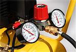 Pressure meters and compresser safety valve closeup