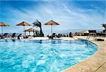 Swimming pool near the beach. Red sea, Aqaba, Jordan.