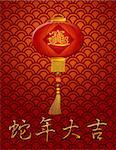 Chinese Lantern with Text Bringing in Wealth and Treasure and Good Luck in Year of the Snake Illustration