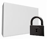 blank white box and padlock - 3d illustration