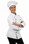 Stock image of female chef isolated on white background