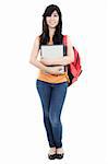 Stock image of female student isolated on white background