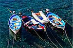 Three Boats Anchored near Riomaggiore in Cinque Terre, Italy