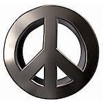 metal peace symbol on white background - 3d illustration