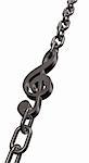 metal chain with clef on white background - 3d illustration