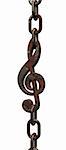 rusty chain with clef on white background - 3d illustration