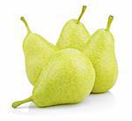 Sweet green yellow pears isolated on white