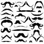 Illustration set of funny mustache on white background.