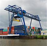 container terminal with harbor crane in Hengelo, Netherlands