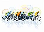 Group of cyclist in the bicycle race. Sport illustration