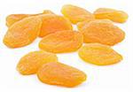 Sweet dried apricot fruits isolated on white background