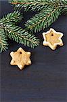 Biscuits de pain d'épices de Noël et direction des épinettes.