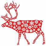 Christmas moose in red with snowflakes pattern in white