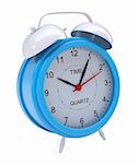 Blue alarm clock. Isolated render on a white background