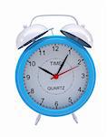 Blue alarm clock. Isolated render on a white background