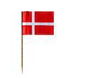 Danish flag in toothpick against white background