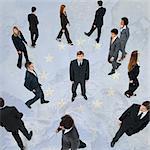 Businessman exhibits confidence standing out from the crowd
