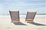 Paire de plage, chaises, Lacanau, Gironde, Aquitaine, France