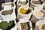 Bags of Spices for Sale at Market, Cap Ferret, Gironde, Aquitaine, France