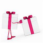 christmas pink white figure push gift box