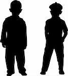 Silhouettes of two small boys