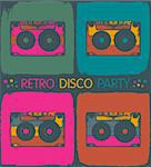 Retro disco party invitation in pop-art style. Vector, EPS8