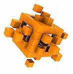 Gelbe moderne Cube isoliert auf weißem Hintergrund