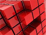 3D cubes numériques différents rouges