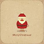 Santa Claus on vintage background, Merry Christmas postcard in Retro style - vector illustration