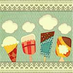 Ice cream retro price - Cover Ice Cream Menu  - vector illustration