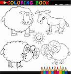 Coloring Book ou une Illustration de la Page Cartoon Funny Farm et animaux d'élevage pour les enfants