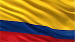 Flag of Colombia waving in the wind with highly detailed fabric texture