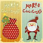 Set of Christmas card - two postcard in Retro style - vector illustration