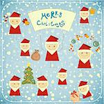 Christmas card with Santa Claus on New Year background - vector illustration