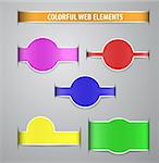 Colorful web elements with shadows on a gray background. Vector illustration