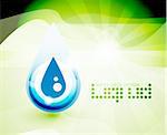 Abstract green concept with blue water drop and green environment