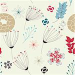 Seamless wallpaper with cartoon style flowers