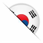 Vektor - Südkorea-Flagge glänzend Knopf