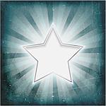 Vintage wintry light rays background glowing silver rimmed center star. Grunge elements give it a textured and old feeling like parchment.