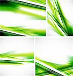 Green natural abstract vector background set. Straight lines