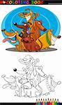 Coloring Book or Page Cartoon Illustration of Funny Dogs Group for Children