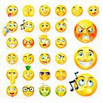 A set of very original emoticon or emoji icons representing lots of reactions, personalities and emotions