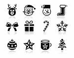 Set d'icônes de Noël vecteur propre noir