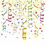 Birthday Background with Streamer and Confetti, vector illustration